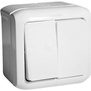 Выключатель двухклавишный IP44 Legrand Quteo белый