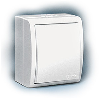 Simon15 Aqua Белый Выключатель 1-клавишный наружный,IP54 (1594101-030)