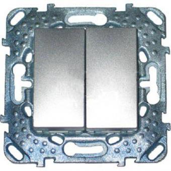 Переключатель двухклавишный Schneider Electric Unica Top алюминий