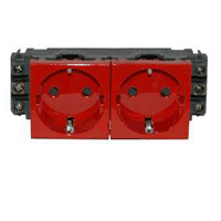 Розетка Legrand Mosaic DLP 2х2К+3 красная 4М